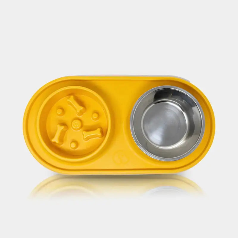 Comedero Doble Antivoraz para perros - Amarrillo