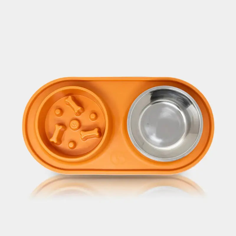 Comedero Doble Antivoraz para perros - Anaranjado