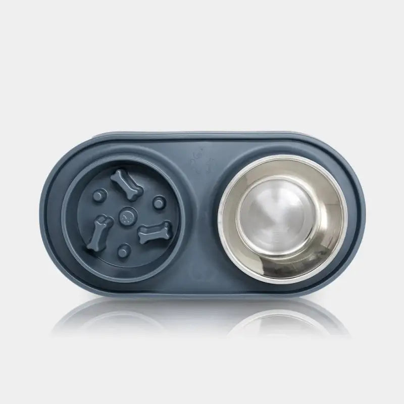 Comedero Doble Antivoraz para perros - Azul