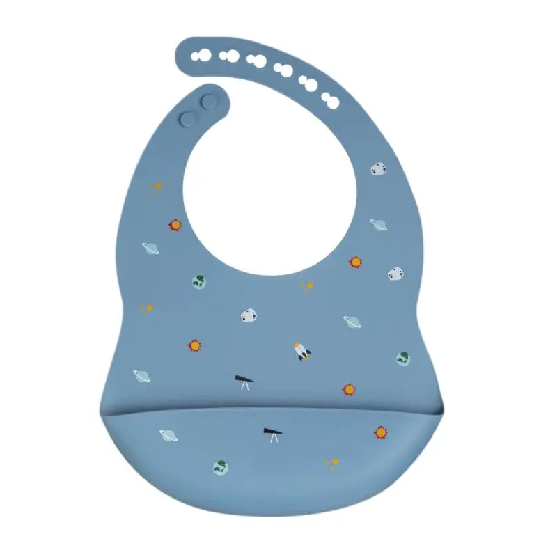 Elinfant Babero de Silicona Estampado para Bebé - Azul