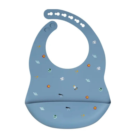 Elinfant Babero de Silicona Estampado para Bebé - Azul