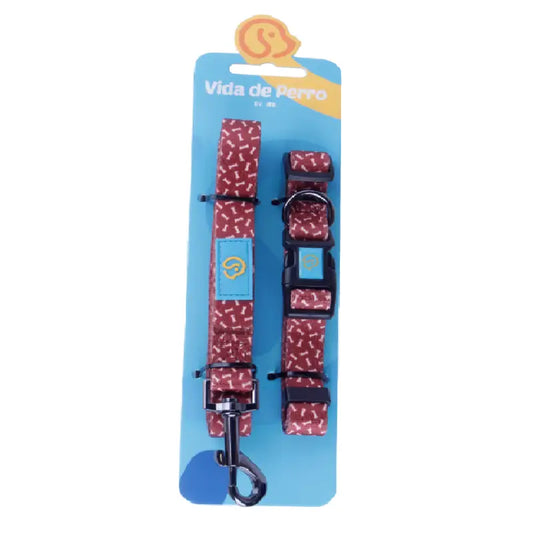 Kit de Collar y Correa (varios colores) para mascotas - Cafe