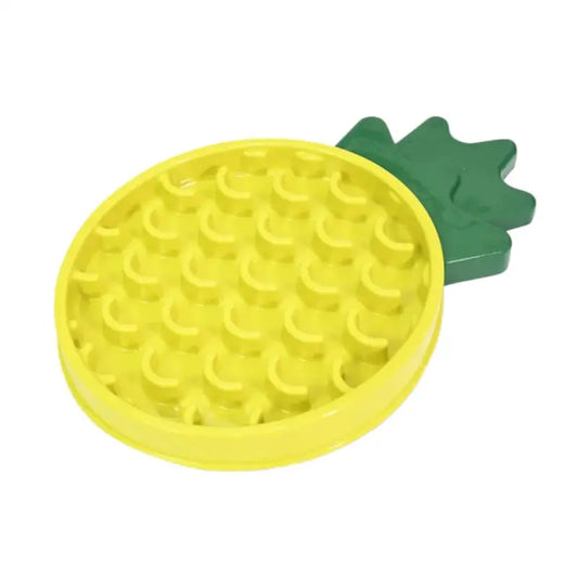 Comedero Lento con Forma de Piña para Mascotas - Amarillo
