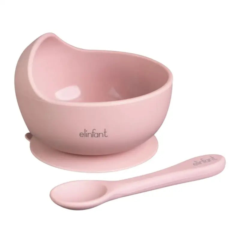 Set Bowl con Ventosa y Cuchara de Silicona 2 Piezas - Rosado
