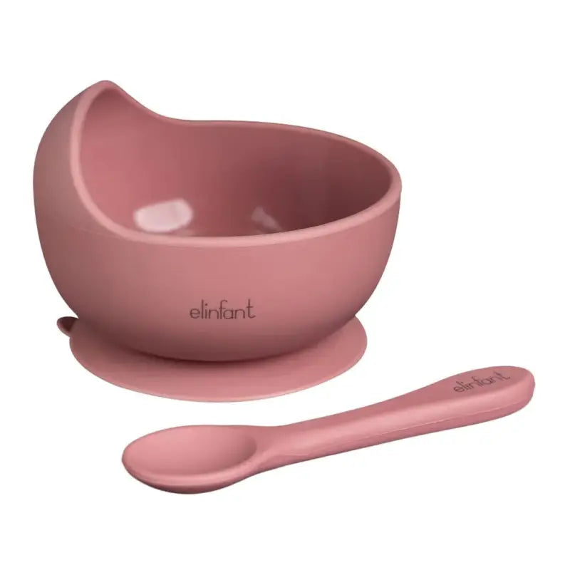 Set Bowl con Ventosa y Cuchara de Silicona 2 Piezas - Rosado Oscuro