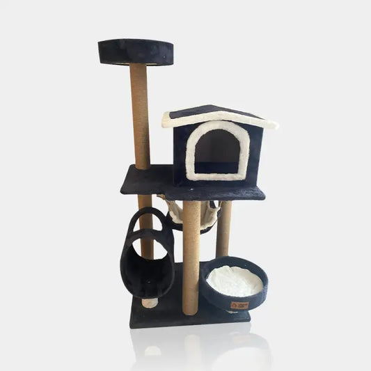 Torre rascadora de 1.3mts con cama hamacas y postes para gatos - Rascador
